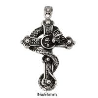 Nehrđajućeg čelika križa Privjesci, 316 nehrđajućeg čelika, modni nakit & možete DIY & pocrniti, crn, 36x56x13mm, Rupa:Približno 5mm, Prodano By PC