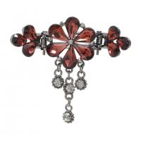 Hair Barrettes Zinc Alloy with Crystal Flower silver color plated for woman nickel lead & cadmium free Sold By PC
