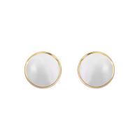 Cats Eye Earring Brass with Cats Eye Flat Round 14K gold plated for woman Sold By PC