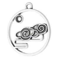 Zinc Alloy Pendant Rhinestone Setting Flat Round antique silver color plated DIY & hollow silver color nickel lead & cadmium free Approx 2mm Sold By KG