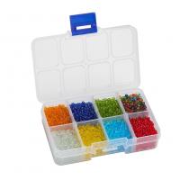Transparant Glas Seed Beads, Glazen kralen, met Plastic Box, Ronde, DIY & verschillende grootte voor keus, gemengde kleuren, nikkel, lood en cadmium vrij, 105x66x23mm, Verkocht door box