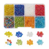 Průhledné skleněné perličky, Skleněné korálky, s Plastový box, Kolo, DIY & průhledný & různé velikosti pro výběr, smíšené barvy, nikl, olovo a kadmium zdarma, Prodáno By Box