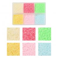 Χρώμα Ευθυγραμμισμένος γυάλινες χάντρες Seed, Χάντρες από γυαλί Seed, με Πλαστικό κουτί, Γύρος, DIY, μικτά χρώματα, 92x65x14mm, Περίπου 4800PCs/Box, Sold Με Box