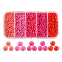 Ogenomskinligt glas Seed Beads, Glaspärlor, med Plastlåda, Rund, ugnstorkande lack, DIY, fler färger för val, 125x60x25mm, Ca 1900PC/Box, Säljs av Box