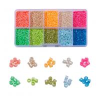 Ogenomskinligt glas Seed Beads, Glaspärlor, med Plastlåda, ugnstorkande lack, DIY, blandade färger, 130x68x21mm, Ca 8000PC/Box, Säljs av Box