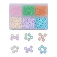 Blandet Glass Seed Beads, Glasperler, med Plastboks, Runde, du kan DIY & gennemsigtig & frosted, blandede farver, 92x65x14mm, Ca. 1800pc'er/Box, Solgt af Box