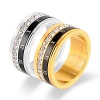 Titanium Steel Finger Ring Round plated fashion jewelry & for woman & with rhinestone 8mm Sold By PC