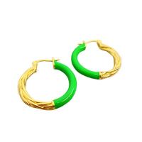 Brass Hoop Earring 18K gold plated fashion jewelry & for woman & enamel nickel lead & cadmium free 26.50mm Sold By Pair