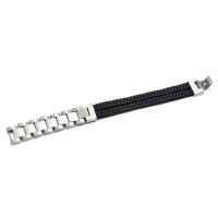 Leather Cord Bracelet with 304 Stainless Steel plated fashion jewelry & for man Length 20.5 cm Sold By PC