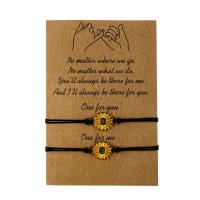 Zinc Alloy Bracelet with Wax Cord Sunflower plated 2 pieces & Unisex & enamel Length Approx 6.3-11.8 Inch Sold By Lot