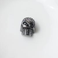 Cubic Zirconia Micro Pave Brass Beads Skull plated DIY & micro pave cubic zirconia nickel lead & cadmium free Sold By PC