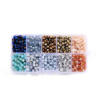 Kubieke kristal kralen, met Plastic Box, Square, moffelen vernis, DIY & verschillende stijlen voor de keuze, meer kleuren voor de keuze, 4x4mm, Verkocht door box