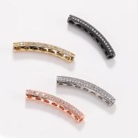 Brass Curved Tube Beads plated DIY & micro pave cubic zirconia nickel lead & cadmium free Sold By PC