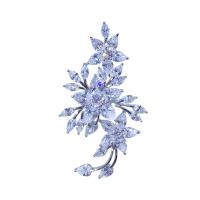 Rhinestone Brooch Zinc Alloy Flower platinum plated for woman & with rhinestone 58mm Sold By Lot