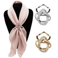 Scarf Buckle Zinc Alloy Geometrical Pattern plated for woman & with rhinestone & hollow nickel lead & cadmium free Sold By Lot