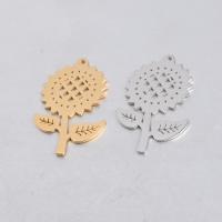 Stainless Steel Flower Pendant 304 Stainless Steel Sunflower Vacuum Ion Plating DIY Approx 2.5mm Sold By PC