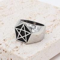Stainless Steel Finger Ring 304 Stainless Steel Star & for man original color 17mm US Ring Sold By PC
