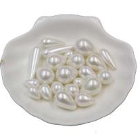 Halvdelen Boret South Sea Shell perler, Shell Pearl, Teardrop, forskellig størrelse for valg & halv-boret, hvid, 10pc'er/Lot, Solgt af Lot
