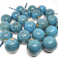 Glaserat porslin Pärlor, Rund, glaserad, DIY, blå, 26mm, Ca 100PC/Bag, Säljs av Bag