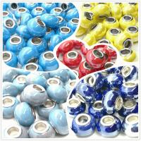 Glaserat porslin Pärlor, med Mässing, glaserad, DIY, fler färger för val, 9x14mm, Ca 100PC/Bag, Säljs av Bag