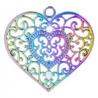Zinc Alloy Hollow Pendants Heart colorful plated Unisex & with rhinestone nickel lead & cadmium free Length Approx 50 cm Sold By PC