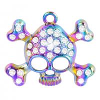 Zinc Alloy Rhinestone Pendants Skull colorful plated Unisex & with rhinestone nickel lead & cadmium free Length Approx 50 cm Sold By PC