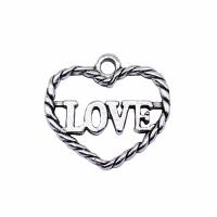Zinc Alloy Message Pendants Heart antique silver color plated DIY silver color nickel lead & cadmium free Sold By PC
