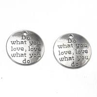 Zinc Alloy Tag Charm Flat Round antique silver color plated Unisex silver color nickel lead & cadmium free Sold By PC