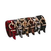 Leather Bracelet with Zinc Alloy printing Adjustable & dyed & for woman & leopard pattern Sold By PC