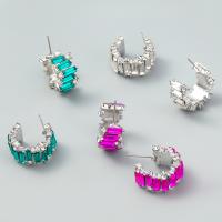 Strass Earring, Zinc Alloy, mode sieraden & voor vrouw & met strass, meer kleuren voor de keuze, 22x30mm, Verkocht door pair