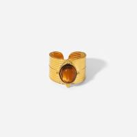 Rostfritt stål Fingerringar, 304 rostfritt stål, med Agat, mode smycken & för kvinna, gyllene, 13mm, Innerdiameter:Ca 18mm, Säljs av PC