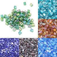 Plated Glass Seed Beads, Glass Beads, Round Bugle, colorful plated, DIY, more colors for choice, 4x4mm, Sold By Bag