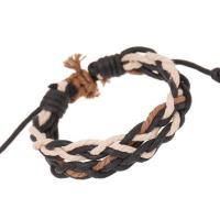 Cotton Fabric Bracelet with Cowhide with 9-10cm extender chain handmade Adjustable & fashion jewelry & Unisex mixed colors Length 16-17 cm Sold By PC