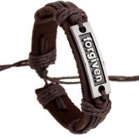 Cowhide Bracelet Full Grain Cowhide Leather with Zinc Alloy with 9-10cm extender chain plated Adjustable & fashion jewelry Length 17 cm Sold By PC