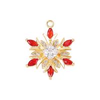 Cubic Zirconia Micro Pave Brass Pendant Snowflake gold color plated micro pave cubic zirconia & for woman red Sold By PC