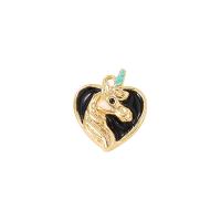 Μενταγιόν Brass Heart, Ορείχαλκος, Καρδιά, χρώμα επίχρυσο, για τη γυναίκα & σμάλτο, 11x13mm, Sold Με PC