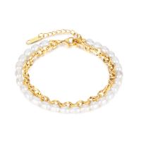 Freshwater Cultured Pearl Bracelet 304 Stainless Steel with Freshwater Pearl with 1.77inch extender chain Vacuum Ion Plating fashion jewelry & for woman golden 5mm Length Approx 7.09 Inch Sold By PC