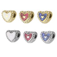 Edelstahl-Perlen mit großem Loch, 316 Edelstahl, mit Opal, Herz, DIY & mit Strass, keine, 13x11.50x8mm, Bohrung:ca. 4mm, verkauft von PC