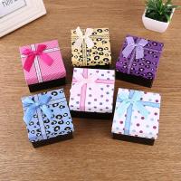Jewelry Gift Box Paper Square hardwearing & dustproof & with ribbon bowknot decoration Sold By PC