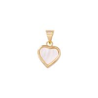 Shell Pendants Brass with Shell Heart gold color plated Sold By PC