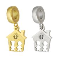 Stainless Steel European Pendants 316 Stainless Steel House Vacuum Ion Plating Unisex & hollow Approx 4mm Sold By PC