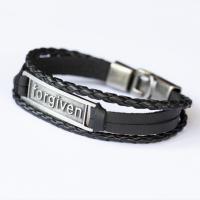 Leather Cord Bracelet with Zinc Alloy plated fashion jewelry Length 21 cm Sold By PC