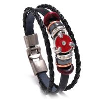 Leather Cord Bracelet with Zinc Alloy plated fashion jewelry & enamel Sold By PC