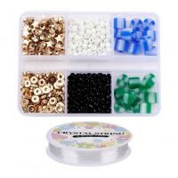 vidro grânulos, miçangas, with Linha de pesca & liga de zinco, DIY, multi colorido, 82x63x15mm, vendido por box