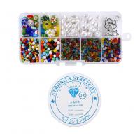 Pérolas de plástico ABS grânulos, miçangas, with Linha de pesca & vidrilho & vidro, DIY, multi colorido, 130x70x20mm, vendido por box