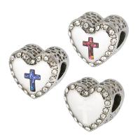 Stainless Steel European Beads 316 Stainless Steel with Opal Heart DIY & with rhinestone Approx 4mm Sold By PC