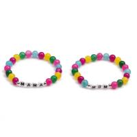 Acrylic Bracelets Dyed Marble with Acrylic Round elastic & enamel mixed colors 8mm Length 18-20 cm Sold By PC