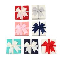 Jewelry Gift Box Paper with Sponge Square dustproof & with ribbon bowknot decoration Sold By PC
