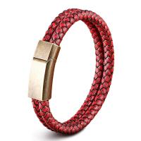 Leather Cord Bracelet with 304 Stainless Steel antique gold color plated fashion jewelry Sold By PC