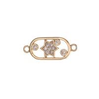 Mässing smycken Connector, guldfärg pläterade, för kvinna & med strass, Säljs av PC
